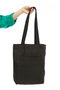 Zoozie Bags Bolso Tote 2116, Bolso de Mano de Gabardina 100% Negro con 2 Bolsillos Exteriores, 33 x 45 x 10 cm